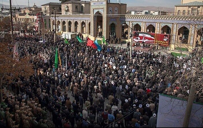 تجمع مردمی پرشور حماسه نهم دی در کرمان 