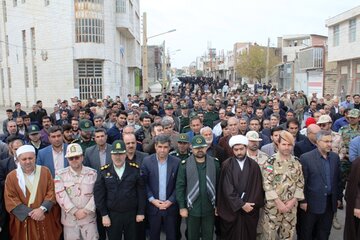 راهپیمایی مرزنشینان قصرشیرین در اعتراض به جنایت آمریکا در شهادت سردار سلیمانی فرمانده قوس سپاه پاسداران انقلاب اسلامی