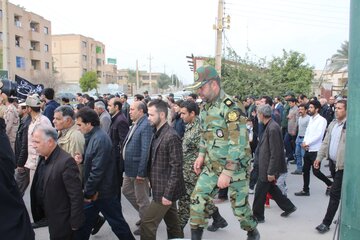 راهپیمایی مرزنشینان قصرشیرین در اعتراض به جنایت آمریکا در شهادت سردار سلیمانی فرمانده قوس سپاه پاسداران انقلاب اسلامی