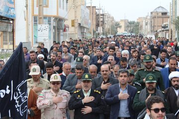 راهپیمایی مرزنشینان قصرشیرین در اعتراض به جنایت آمریکا در شهادت سردار سلیمانی فرمانده قوس سپاه پاسداران انقلاب اسلامی