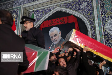 Farewell ceremony with the body of Qasim Soleimani and his companions in the shrine of Imam Reza