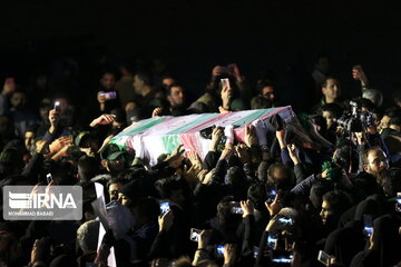 Body of Lieutenant General Qassem Soleimani and his martyred comrade in Tehran for funeral procession