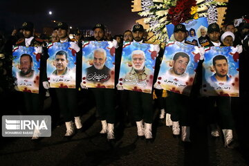 Body of Lieutenant General Qassem Soleimani and his martyred comrade in Tehran for funeral procession