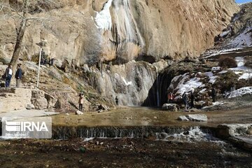 Semirom waterfal in winter; beautiful tourist attraction in Iran