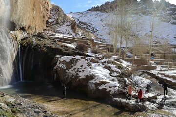 Semirom waterfal in winter; beautiful tourist attraction in Iran