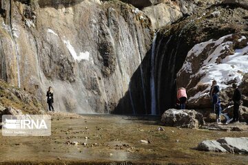 Semirom waterfal in winter; beautiful tourist attraction in Iran