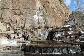 Semirom waterfal in winter; beautiful tourist attraction in Iran