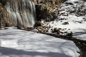 Semirom waterfal in winter; beautiful tourist attraction in Iran