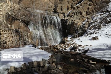 Semirom waterfal in winter; beautiful tourist attraction in Iran