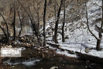 Semirom waterfal in winter; beautiful tourist attraction in Iran