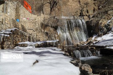 Semirom waterfal in winter; beautiful tourist attraction in Iran