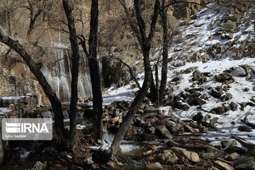 Semirom waterfal in winter; beautiful tourist attraction in Iran