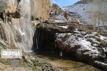 Semirom waterfal in winter; beautiful tourist attraction in Iran