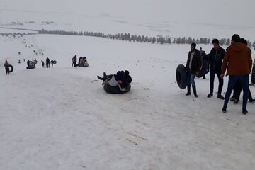 شادی و نشاط زمستانی مردم میاندوآب در ارتفاعات پارک جنگلی