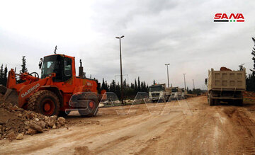 بازسازی جاده بین المللی حلب-دمشق آغاز شد