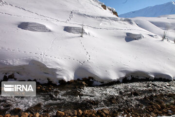 Snowy Kouhrang on slope of Zagros Mount: Beautiful with splendid weather