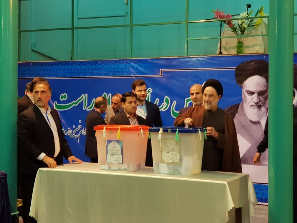 Former Iranian president, Mohammad Khatami, casts vote for parliamentary elections