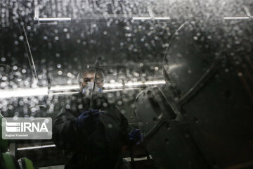 Washing and disinfection of public transportation system in Tehran