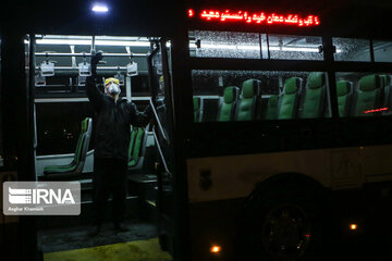 Washing and disinfection of public transportation system in Tehran