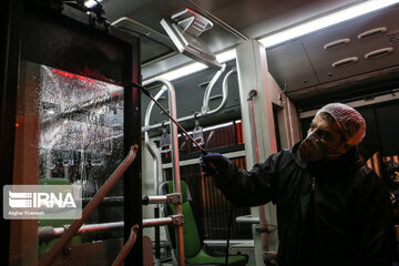 Washing and disinfection of public transportation system in Tehran