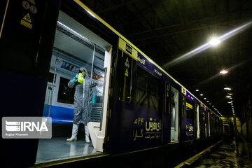 Washing and disinfection of public transportation system in Tehran