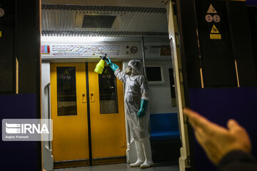 Washing and disinfection of public transportation system in Tehran