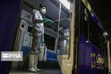 Washing and disinfection of public transportation system in Tehran