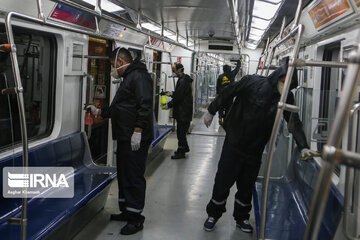 Washing and disinfection of public transportation system in Tehran