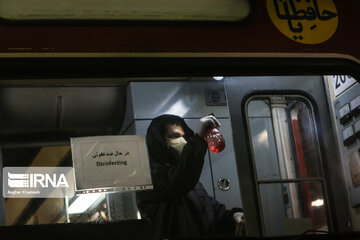 Washing and disinfection of public transportation system in Tehran