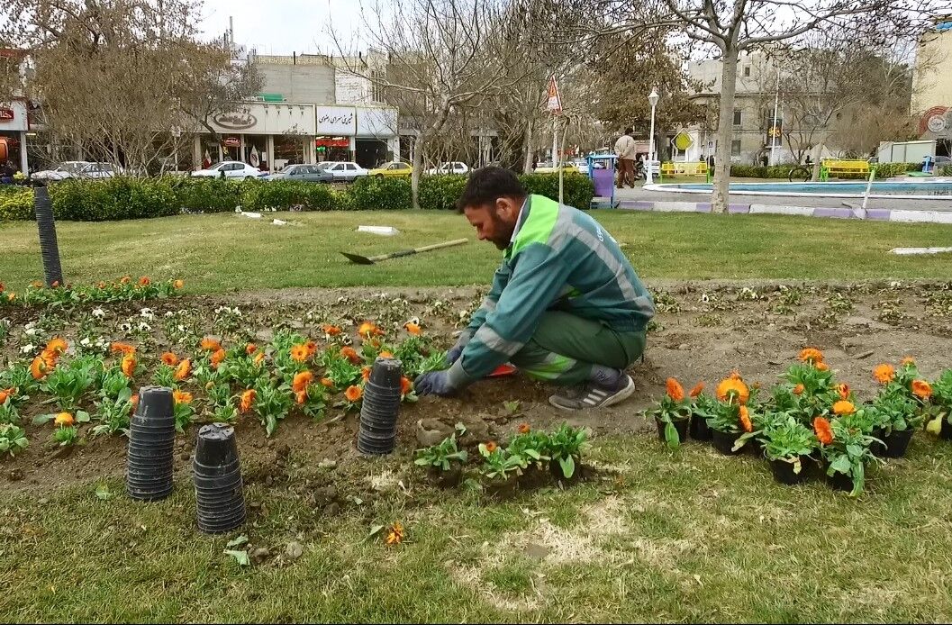 10 هزار متر مربع از فضای شهری خمین گلکاری شد