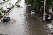 بارش شدید باران در مهاباد موجب آبگرفتگی معابر عمومی شد