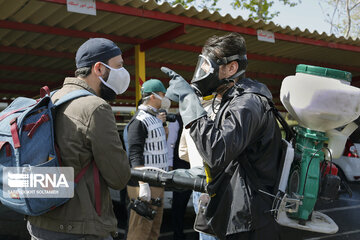 Disinfecting streets in Tehran