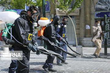 Disinfecting streets in Tehran