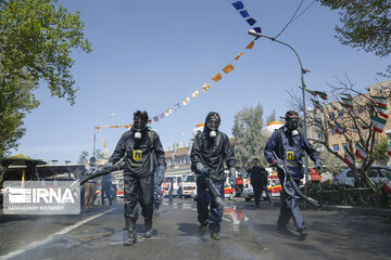 Disinfecting streets in Tehran