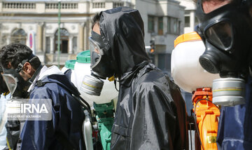 Disinfecting streets in Tehran