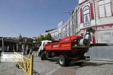 Disinfecting streets in Tehran