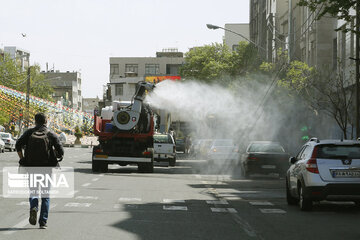 Disinfecting streets in Tehran