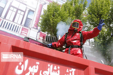 Disinfecting streets in Tehran