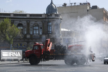 Disinfecting streets in Tehran