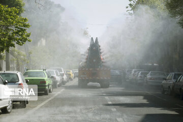 Disinfecting streets in Tehran