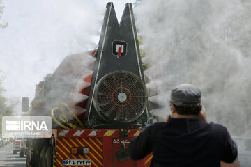 Disinfecting streets in Tehran