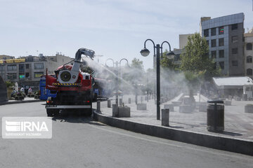 Disinfecting streets in Tehran