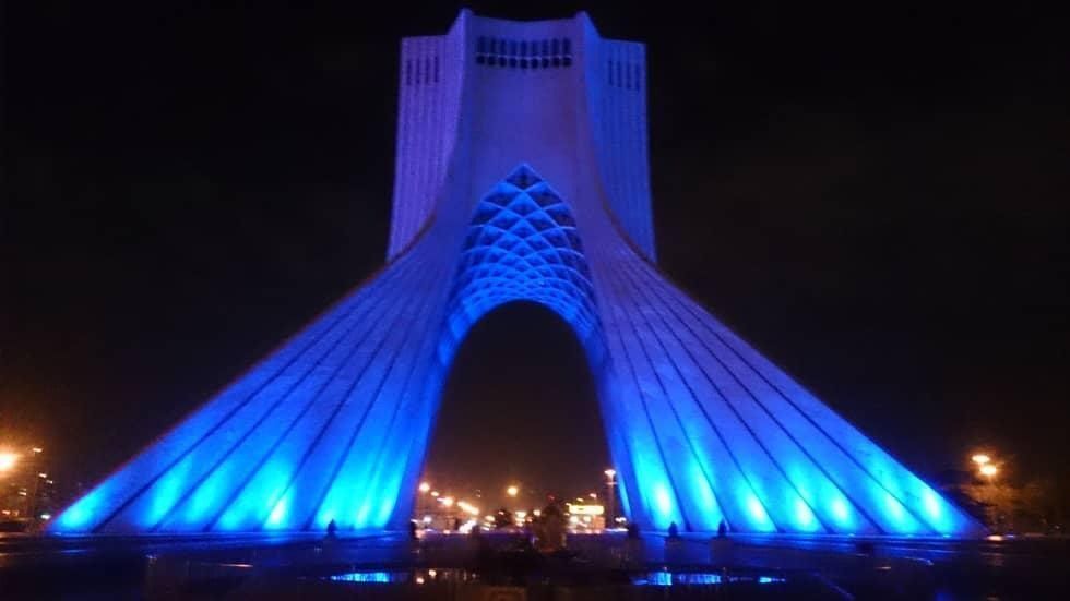 Tehran’s Azadi Tower goes blue to mark World Autism Awareness Day

