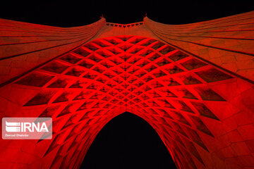 Tehran’s Azadi Tower gets red on Hemophilia Day