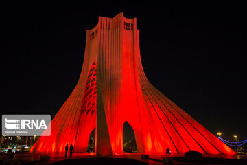 Tehran’s Azadi Tower gets red on Hemophilia Day