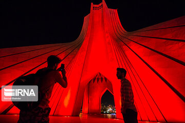 Tehran’s Azadi Tower gets red on Hemophilia Day