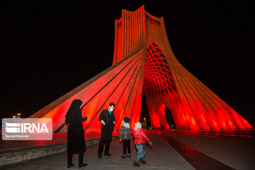 Tehran’s Azadi Tower gets red on Hemophilia Day