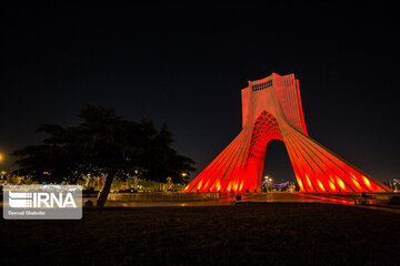 Tehran’s Azadi Tower gets red on Hemophilia Day