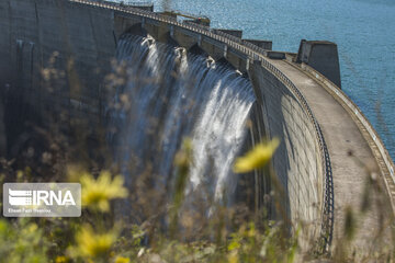 Shahid Rajaei dam in northern Iran overflows