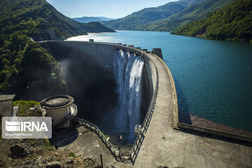 Shahid Rajaei dam in northern Iran overflows